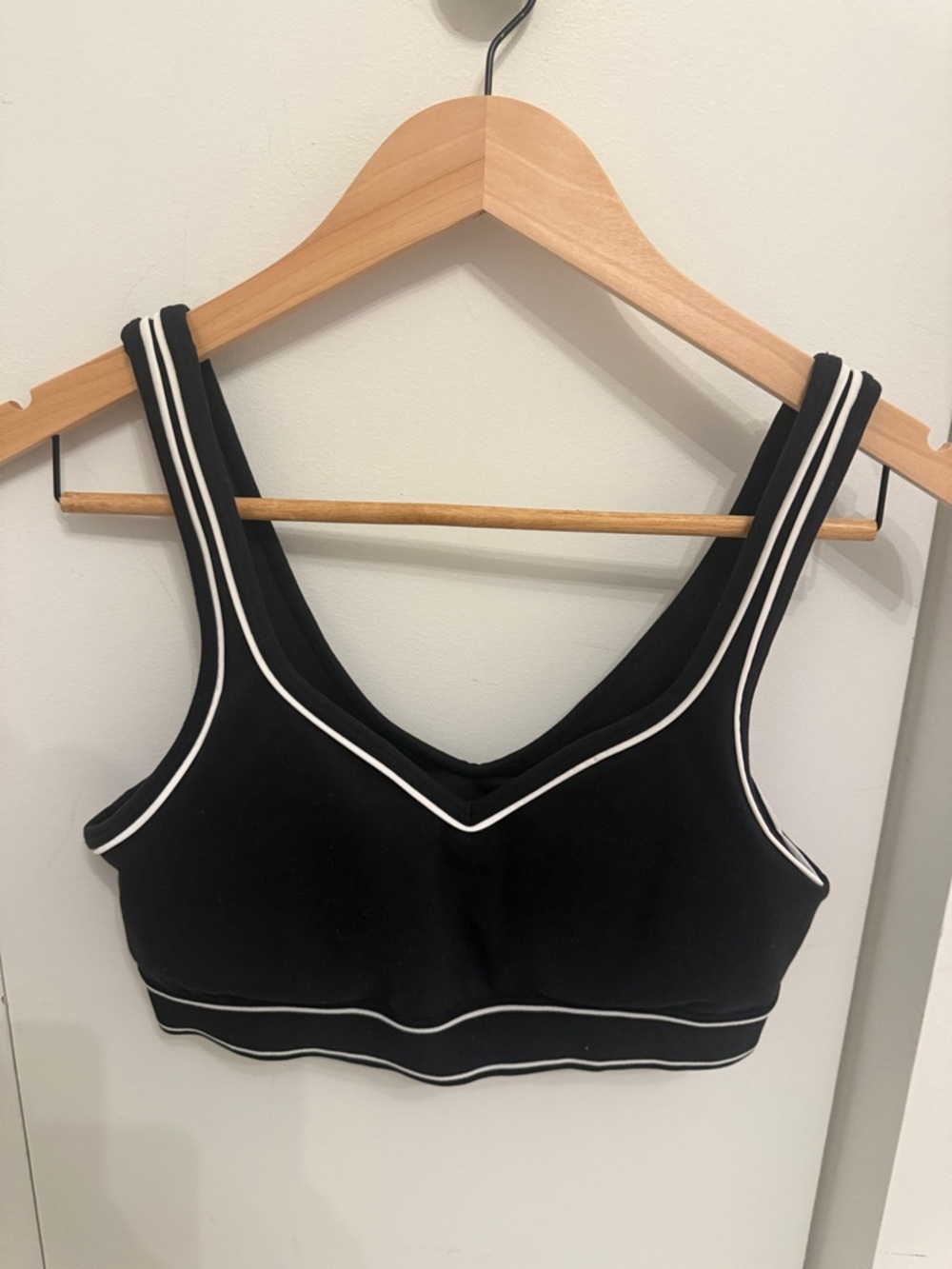 TNA Black Sports Bra with White Piping (matching leggings available)